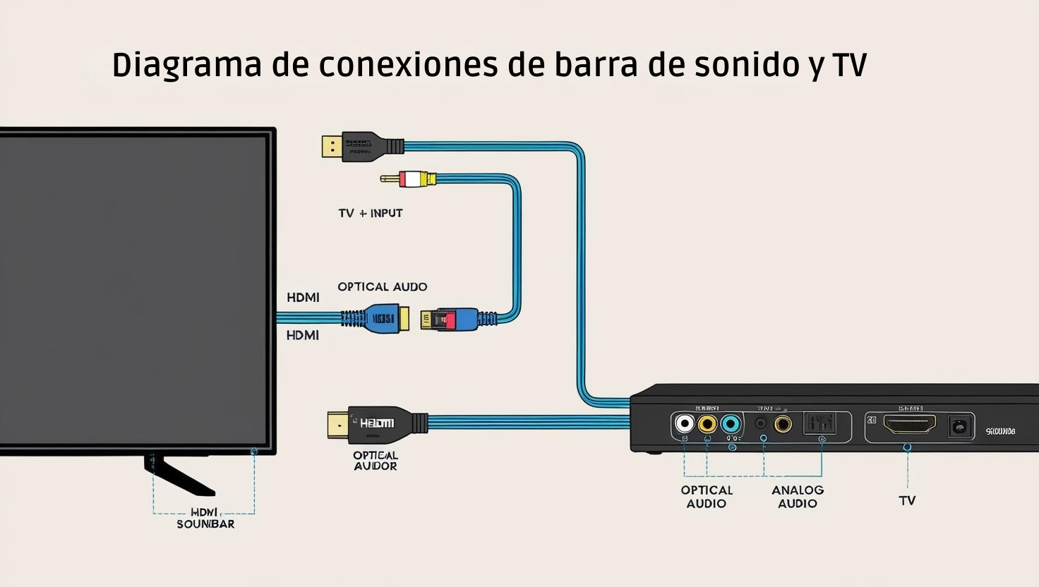 Conectar barra de sonido por HDMI ARC en televisión