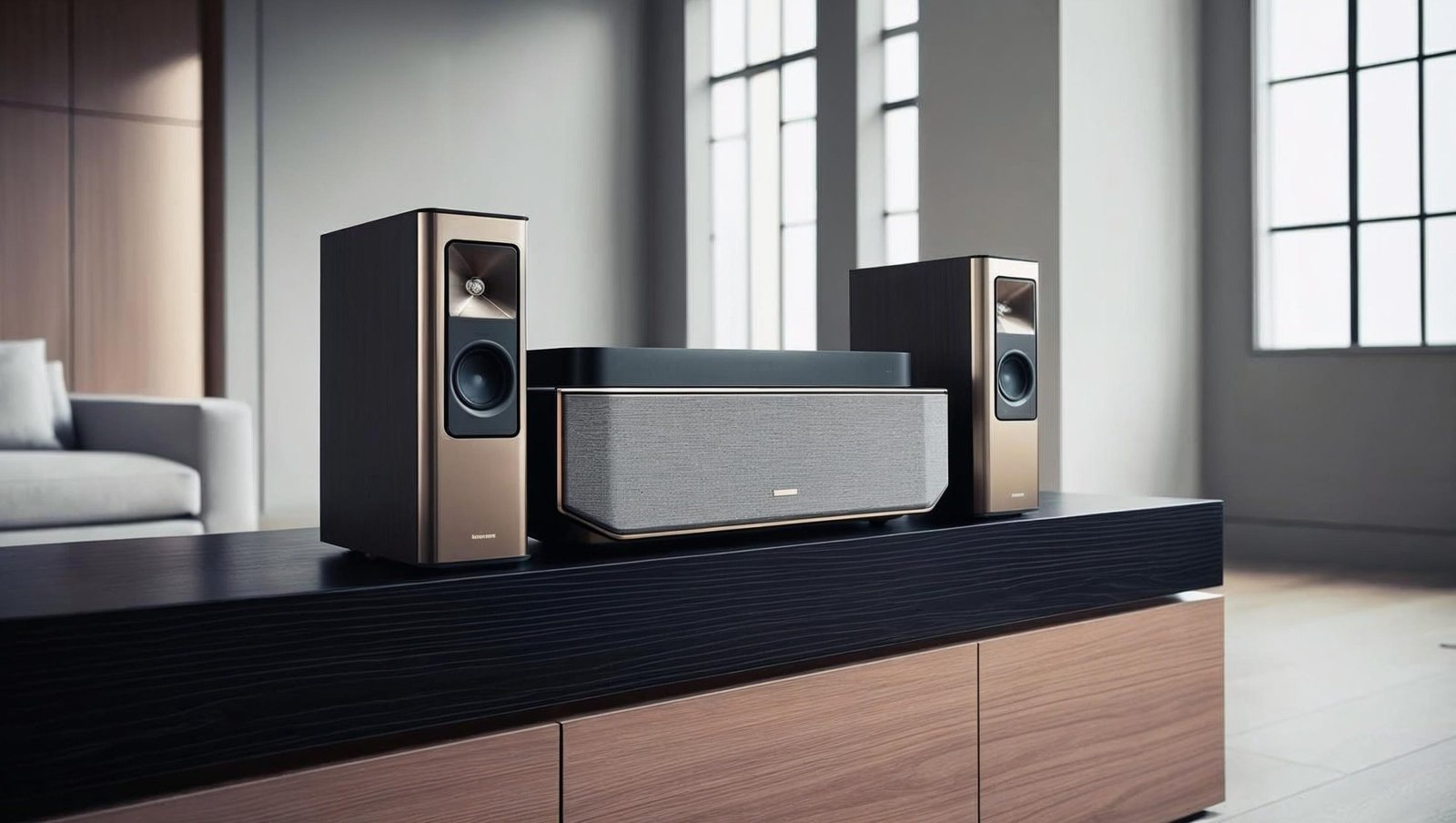Altavoces modernos para cine en casa, guía de configuración para sonido envolvente